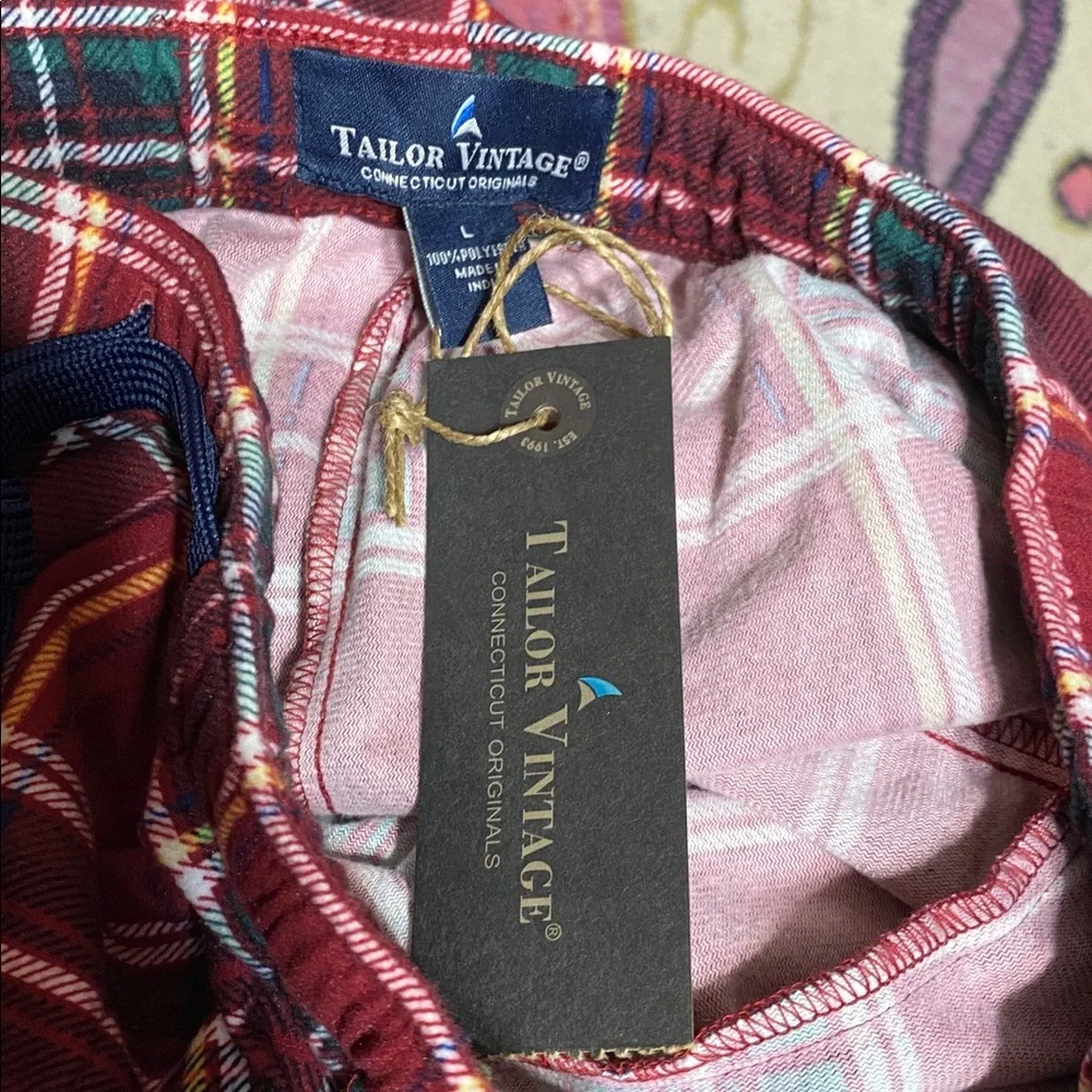 Tailor vintage NWT plaid pajama pants & Serra dusty orange SLEEP top LARGE - Picture 7 of 15